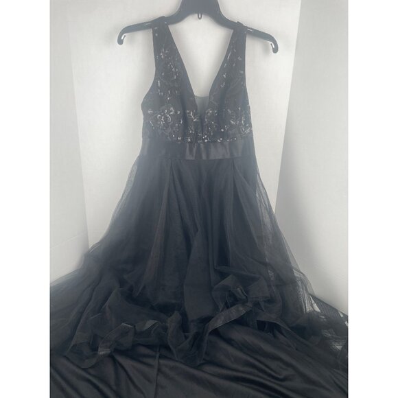 Black Tulle Lace Dress With Sequins Veil L Dead Bride Black Wedding Goth Fairy - Picture 2 of 14